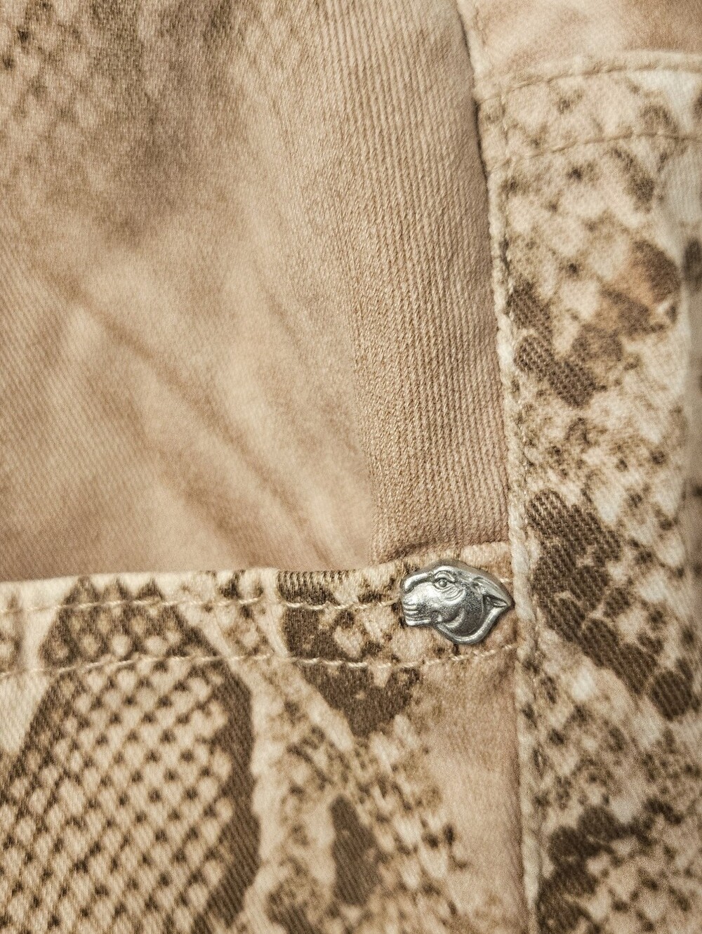 Krizia Jeans Snakeskin Print Jeans — Tan Brown - Picture 2 of 11